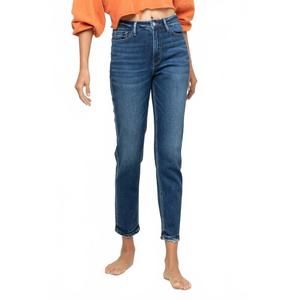 VERVET BY FLYING MONKEY High-Rise Straight Leg Jeans in Dark Blue Wash